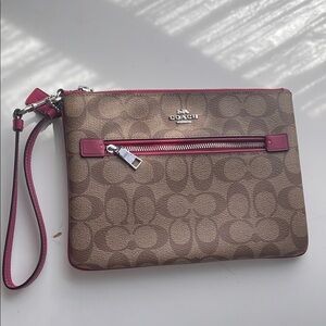 Coach Brown and Pink Wristlet